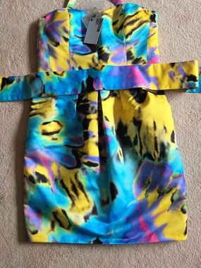 Love Moschino Strapless Dress With Side Zip And Sash.  Women's Size 44